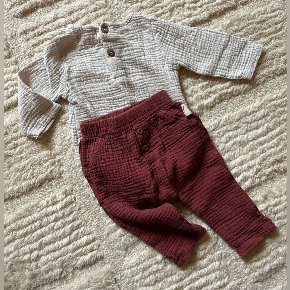 Rabbit Bear fall organic muslin set 3mo